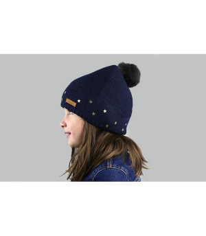 blue child beanie fur pompom Nerida Beanie Kids navy